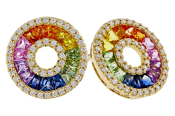 B293-03122: EARRINGS 2.10 MULTI-COLOR SAPP 2.37 TGW