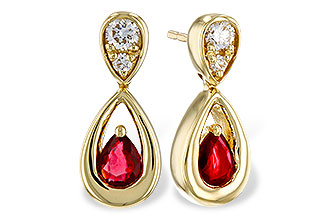 B293-03131: EARRINGS .40 RUBY .52 TGW (4x3 RUBY)