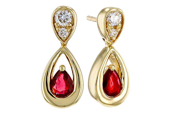 B293-03131: EARRINGS .40 RUBY .52 TGW (4x3 RUBY)