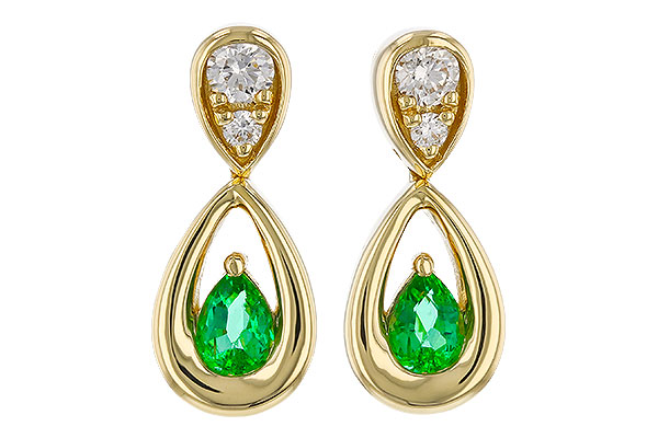 H293-04049: EARRINGS .20 EMERALD .32 TGW (4x3 EMER)