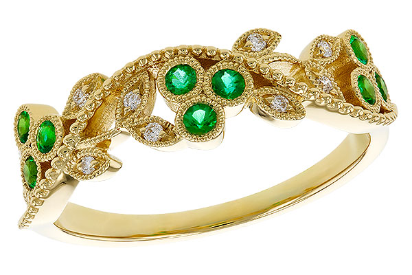 H293-08549: LDS WED RG .17 EMERALD TW .23 TGW