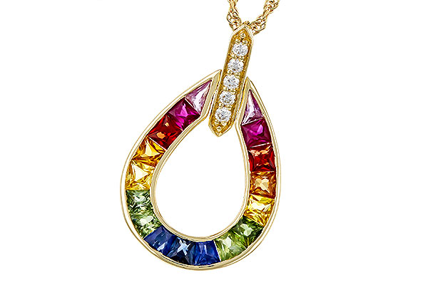 L293-03121: NECKLACE 1.10 MULTI-COLOR SAPPH 1.15 TGW